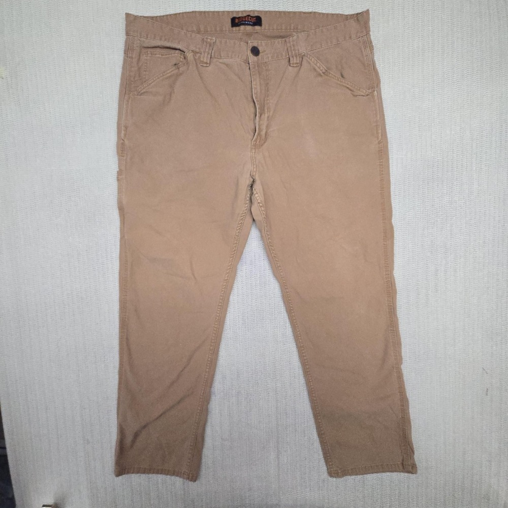 Ridgecut Pants Mens 40x30 Beige Toughwear Canvas Carpenter Stretch Workwear